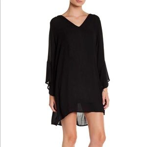 Lush Bell Sleeve Woven Shift Black Dress